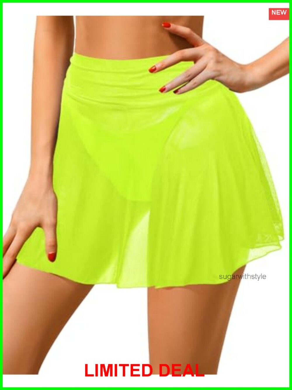 Sheer Mesh Mini Cover Up Skirt High Waisted Swimwear Coverup